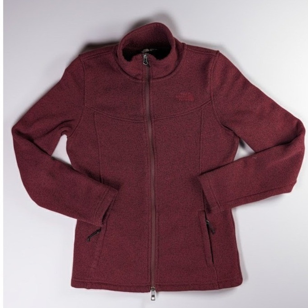 The North Face Maggy Burgundy Crescent Full Zip Sweater Women's M Gorpcore